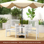 Costway Outdoor Fir Wood Loveseat with 2-Tier Side Table and 1.96     - See Details
