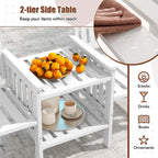 Costway Outdoor Fir Wood Loveseat with 2-Tier Side Table and 1.96     - See Details