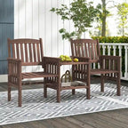 Costway Outdoor Fir Wood Loveseat with 2-Tier Side Table and 1.96     - See Details