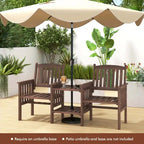 Costway Outdoor Fir Wood Loveseat with 2-Tier Side Table and 1.96     - See Details