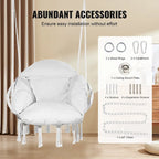 Hanging Hammock Swinging Chair with Cushion for Patio, Bedroom, or Balcony - 31.5 x 24.6 x 31.5 Inch