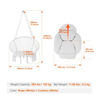 Hanging Hammock Swinging Chair with Cushion for Patio, Bedroom, or Balcony - 31.5 x 24.6 x 31.5 Inch