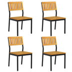 Gymax Dining Chair Set of 4 Modern Patio Chairs/Acacia Wood Backrest
