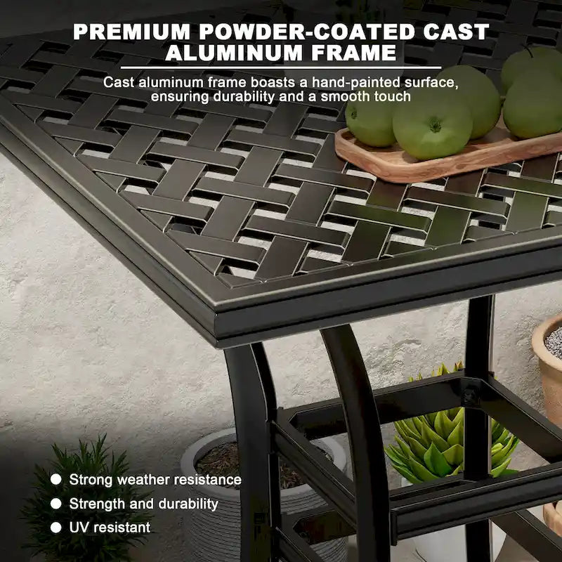 Square Outdoor Table Bar Stool 29-in W x 29-in L with Umbrella Hole