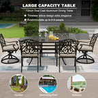 72     Outdoor Dining Table Cast Aluminum Classic Lattice Elliptical Shape Patio Table with Umbrella Hole