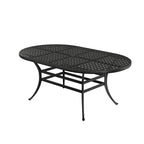 72     Outdoor Dining Table Cast Aluminum Classic Lattice Elliptical Shape Patio Table with Umbrella Hole