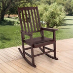 Farmhouse Acacia Wood Rocking Chair, Indoor/Outdoor Solid Wood Patio Furniture with Ergonomic Design & Weather-Resistant Finish