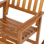Farmhouse Acacia Wood Rocking Chair, Indoor/Outdoor Solid Wood Patio Furniture with Ergonomic Design & Weather-Resistant Finish