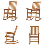 Farmhouse Acacia Wood Rocking Chair, Indoor/Outdoor Solid Wood Patio Furniture with Ergonomic Design & Weather-Resistant Finish