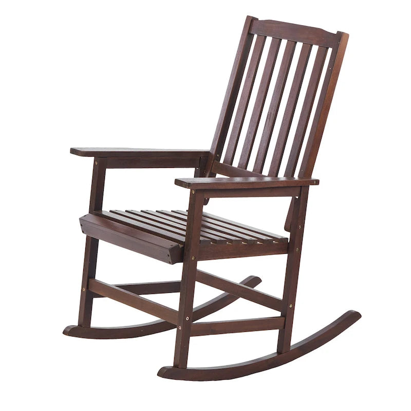 Farmhouse Acacia Wood Rocking Chair, Indoor/Outdoor Solid Wood Patio Furniture with Ergonomic Design & Weather-Resistant Finish