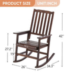 Farmhouse Acacia Wood Rocking Chair, Indoor/Outdoor Solid Wood Patio Furniture with Ergonomic Design & Weather-Resistant Finish