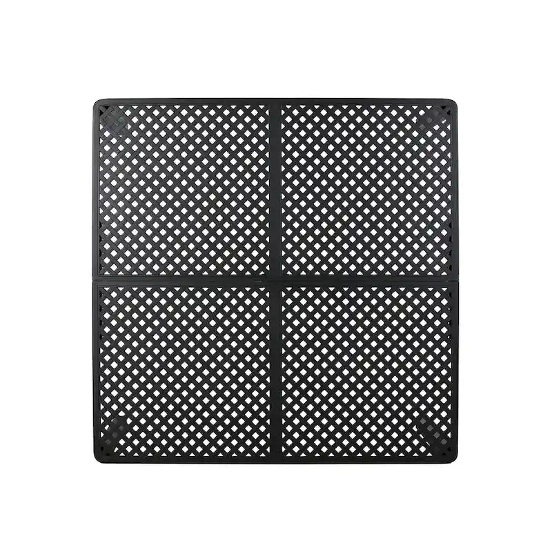 Riley Outdoor Dining Table, Square 61 Inch Matte Black Metal Lattice
