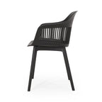 Outdoor Patio Chair Set of 2, Curved Back, Weather Resistant Black Finish