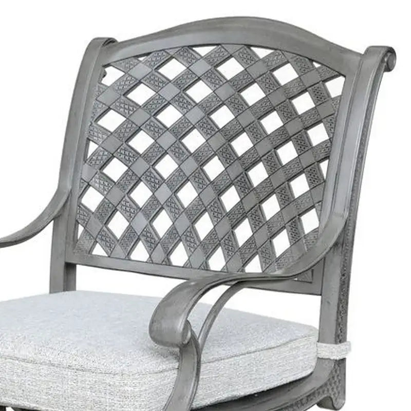 Mace Outdoor Dining Swivel Rocker Chair Set of 2, Aluminium, Golden Beige