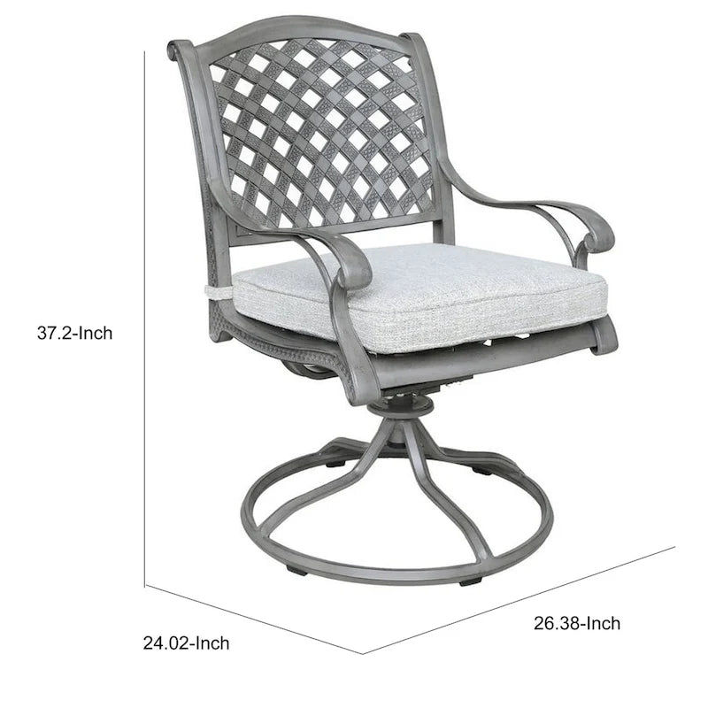 Mace Outdoor Dining Swivel Rocker Chair Set of 2, Aluminium, Golden Beige