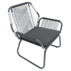 Ciao 3 Piece Outdoor Set, 2 Chairs, 1 Table, Gray Woven Rope and Steel