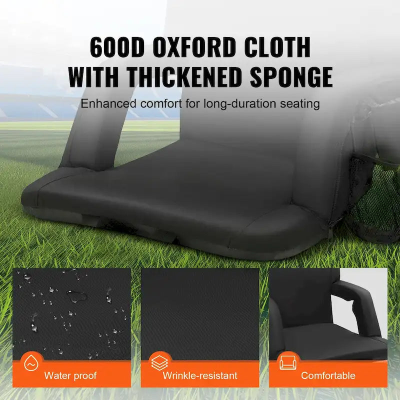 Double Heated Stadium Seat with Back Support Ideal for Sport Event Beach Camping Concert - 22 inches