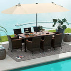 Gymax 9 Piece Patio Wicker Dining Set w/ Double-Sided Patio Beige