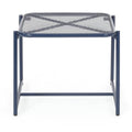 Powder-Coated Iron Side Table 15.5 Inch Mesh Design Outdoor Elba Collection