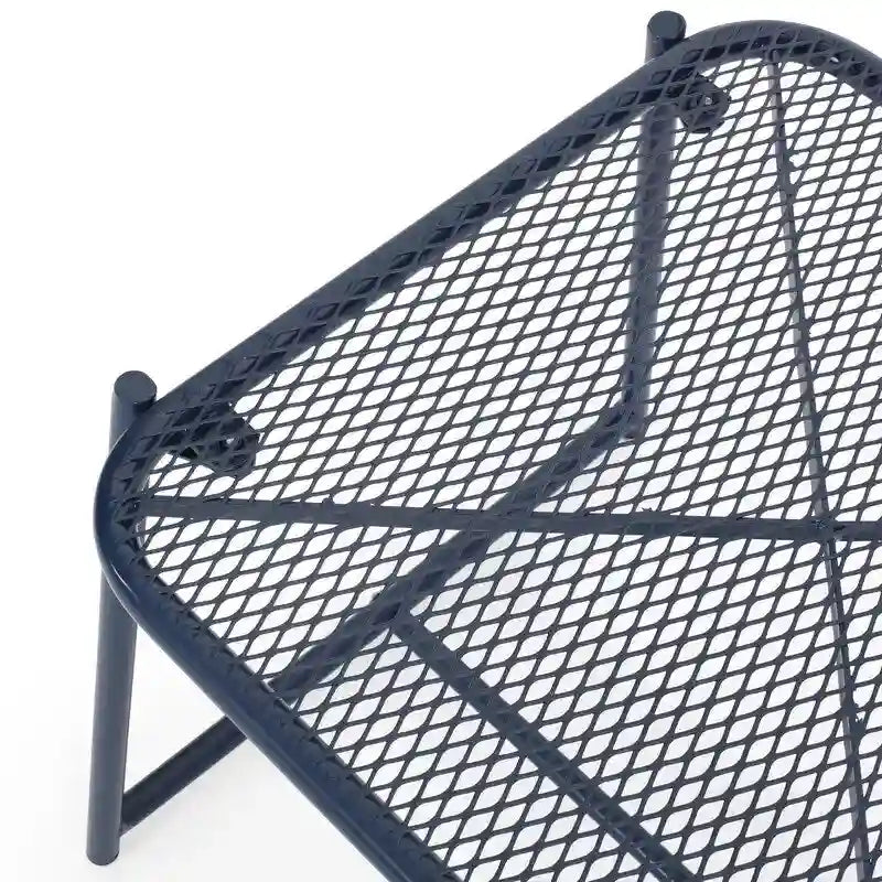 Powder-Coated Iron Side Table 15.5 Inch Mesh Design Outdoor Elba Collection