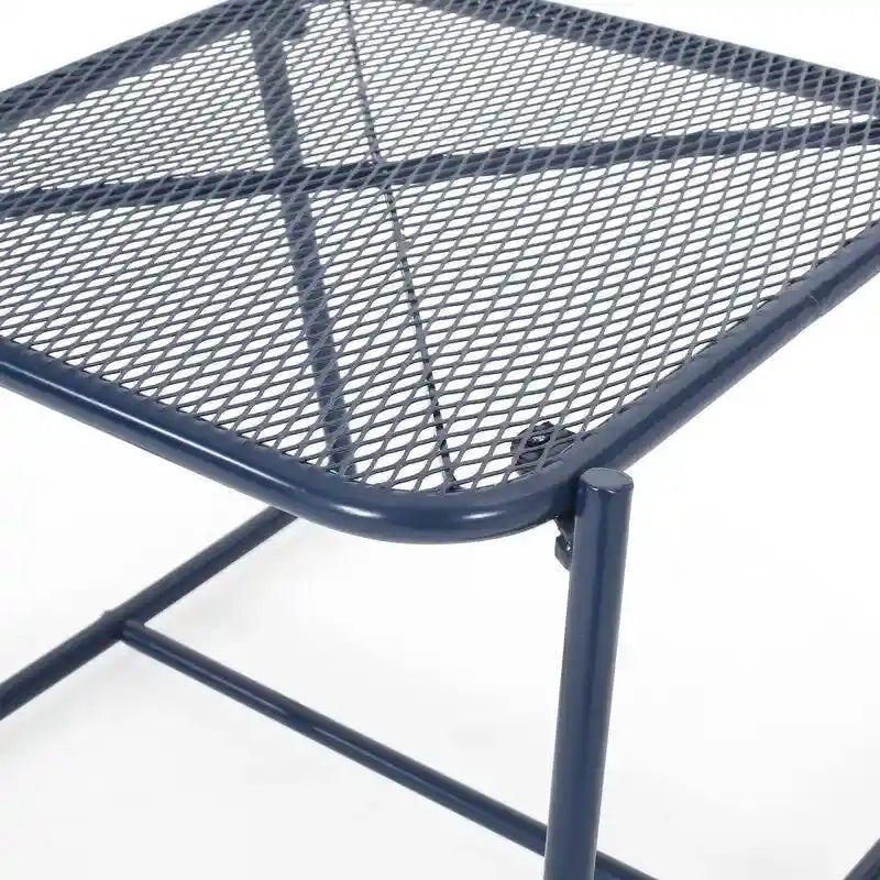 Powder-Coated Iron Side Table 15.5 Inch Mesh Design Outdoor Elba Collection