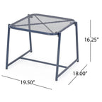 Powder-Coated Iron Side Table 15.5 Inch Mesh Design Outdoor Elba Collection
