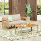 Christopher Knight Home-Ethan Outdoor Acacia Wood Loveseat and Coffee Table Set