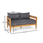 Christopher Knight Home-Ethan Outdoor Acacia Wood Loveseat and Coffee Table Set