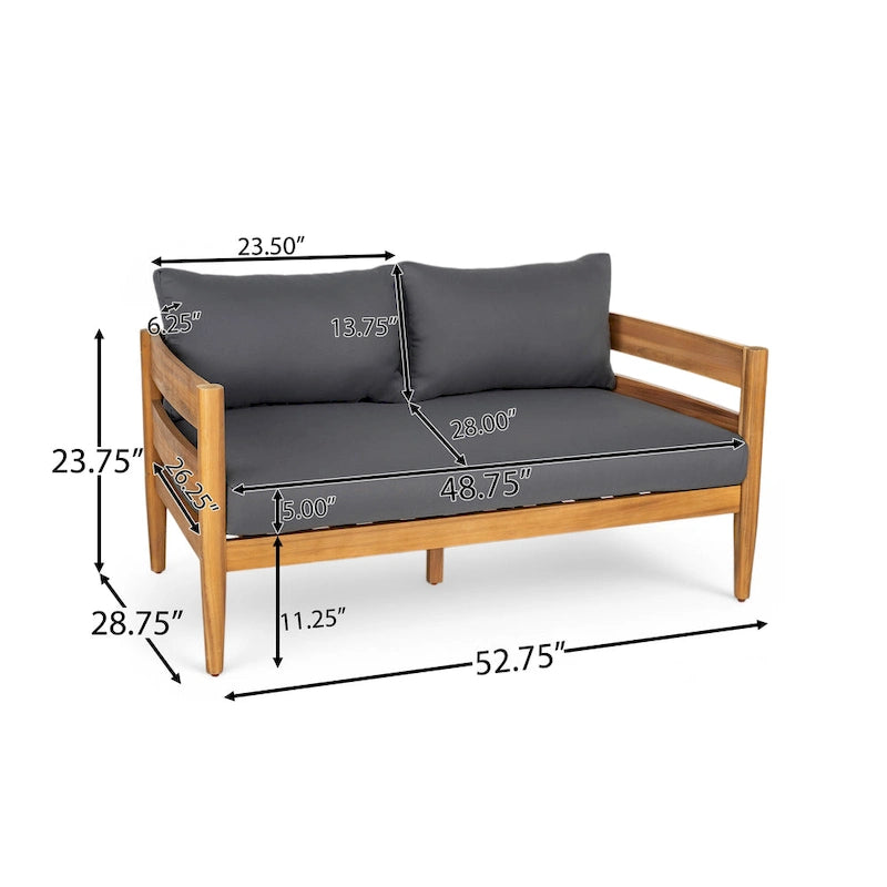 Christopher Knight Home-Ethan Outdoor Acacia Wood Loveseat and Coffee Table Set
