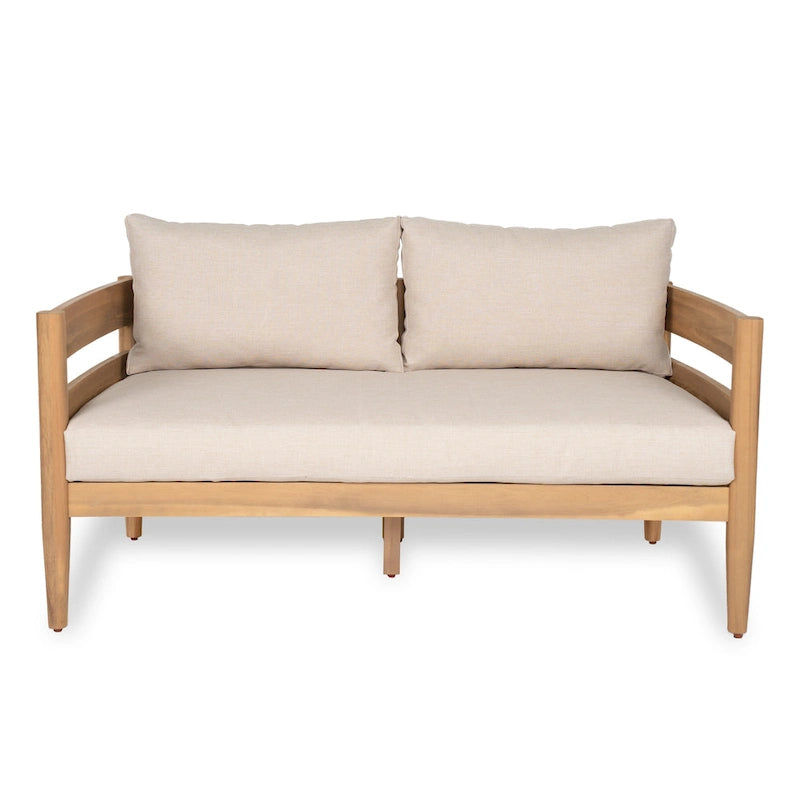 Christopher Knight Home-Ethan Outdoor Acacia Wood Loveseat and Coffee Table Set