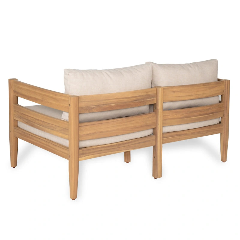 Christopher Knight Home-Ethan Outdoor Acacia Wood Loveseat and Coffee Table Set