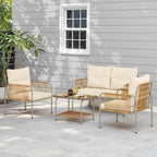 Moasis 4 Pieces All-Weather Patio Furniture Set,Outdoor Bistro Conversation Set with Beige Cushions and Coffee Table