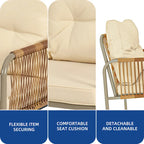 Moasis 4 Pieces All-Weather Patio Furniture Set,Outdoor Bistro Conversation Set with Beige Cushions and Coffee Table