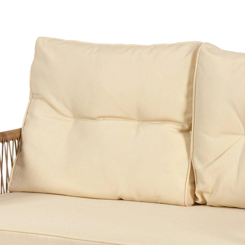 Moasis 4 Pieces All-Weather Patio Furniture Set,Outdoor Bistro Conversation Set with Beige Cushions and Coffee Table