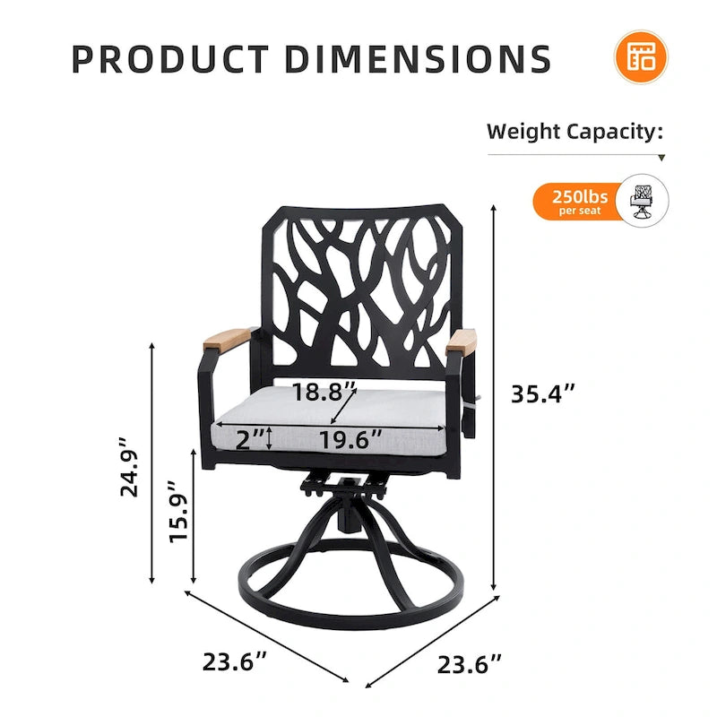 Outdoor Patio Aluminum Swivel Rocker 2PCS with Outdoor