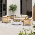 Christopher Knight Home - Torres Outdoor Acacia Wood 3 Pieces Cushioned Chat Set