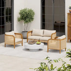 Christopher Knight Home - Torres Outdoor Acacia Wood 3 Pieces Cushioned Chat Set
