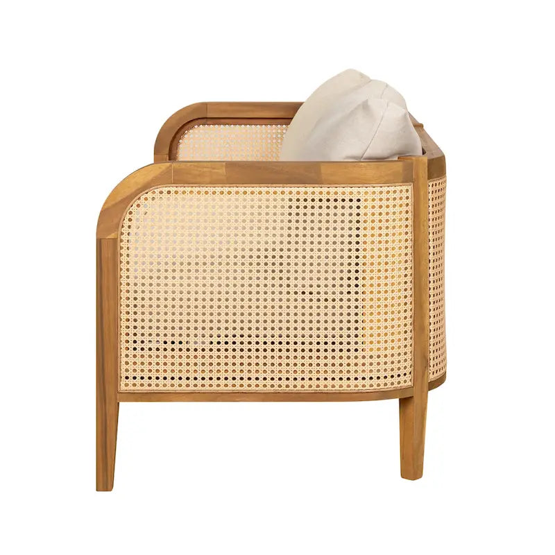 Christopher Knight Home - Torres Outdoor Acacia Wood 3 Pieces Cushioned Chat Set