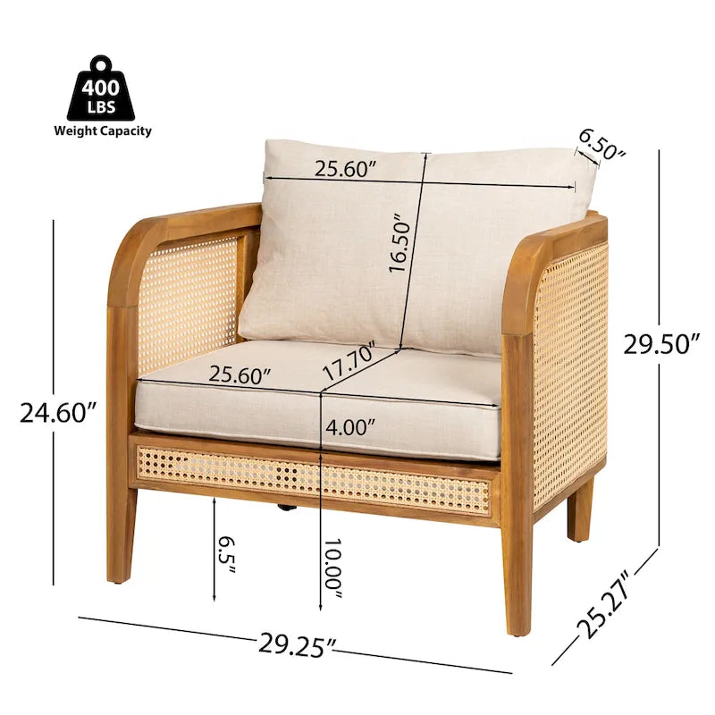 Christopher Knight Home - Torres Outdoor Acacia Wood 3 Pieces Cushioned Chat Set