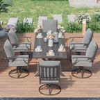 7-Pieces Outdoor Dining Set with X-Leg Table and Swivel Chairs