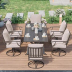 7-Pieces Outdoor Dining Set with X-Leg Table and Swivel Chairs