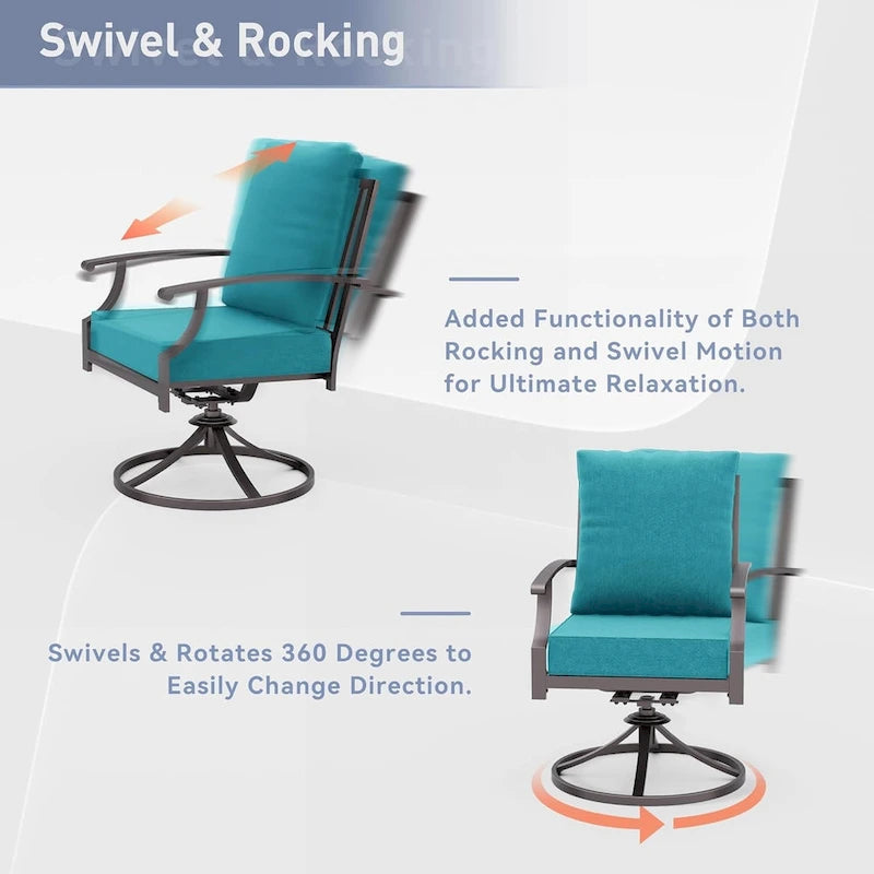 7-Pieces Outdoor Dining Set with X-Leg Table and Swivel Chairs