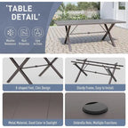 7-Pieces Outdoor Dining Set with X-Leg Table and Swivel Chairs