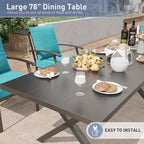 7-Pieces Outdoor Dining Set with X-Leg Table and Swivel Chairs