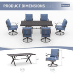 7-Pieces Outdoor Dining Set with X-Leg Table and Swivel Chairs