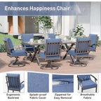 7-Pieces Outdoor Dining Set with X-Leg Table and Swivel Chairs