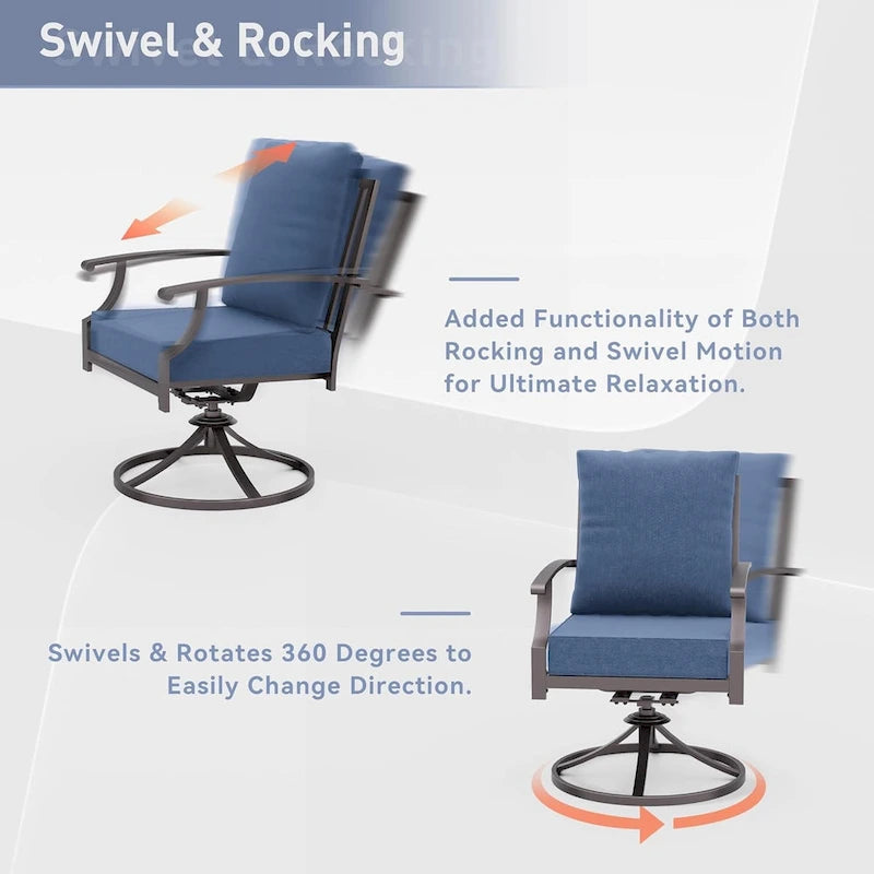 7-Pieces Outdoor Dining Set with X-Leg Table and Swivel Chairs