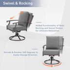 7-Pieces Outdoor Dining Set with X-Leg Table and Swivel Chairs