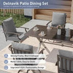 7-Pieces Outdoor Dining Set with X-Leg Table and Swivel Chairs