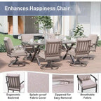 7-Pieces Outdoor Dining Set with X-Leg Table and Swivel Chairs